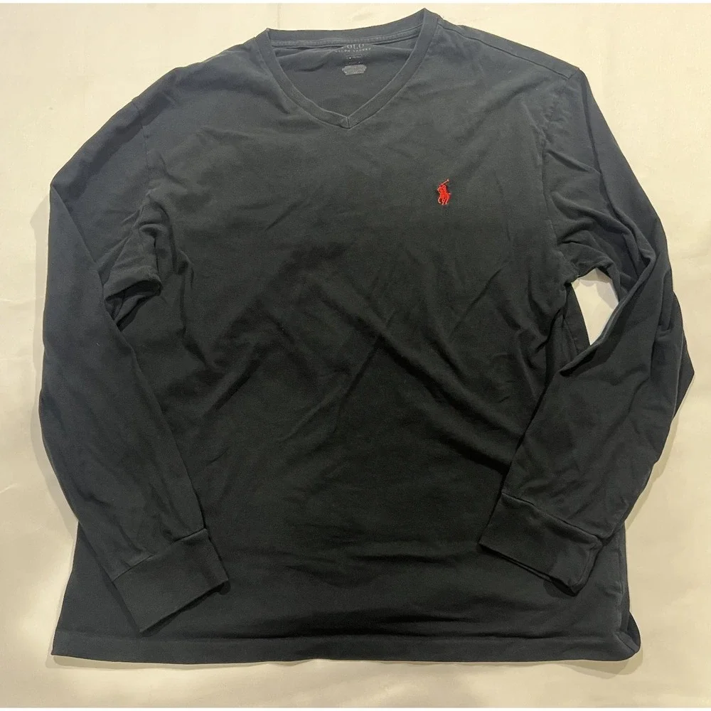 Polo Ralph Lauren Shirt Mens Medium Black Pony Classic Fit Preppy Casual